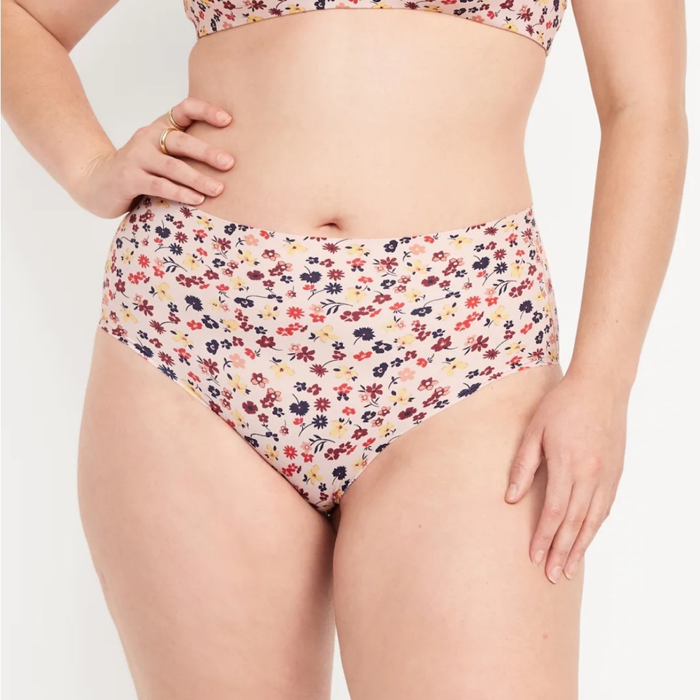 🆕 RESERVED PSH Old Navy Women’s High-Waisted No-Show Brief Underwear Pink Floral - Picture 5 of 15